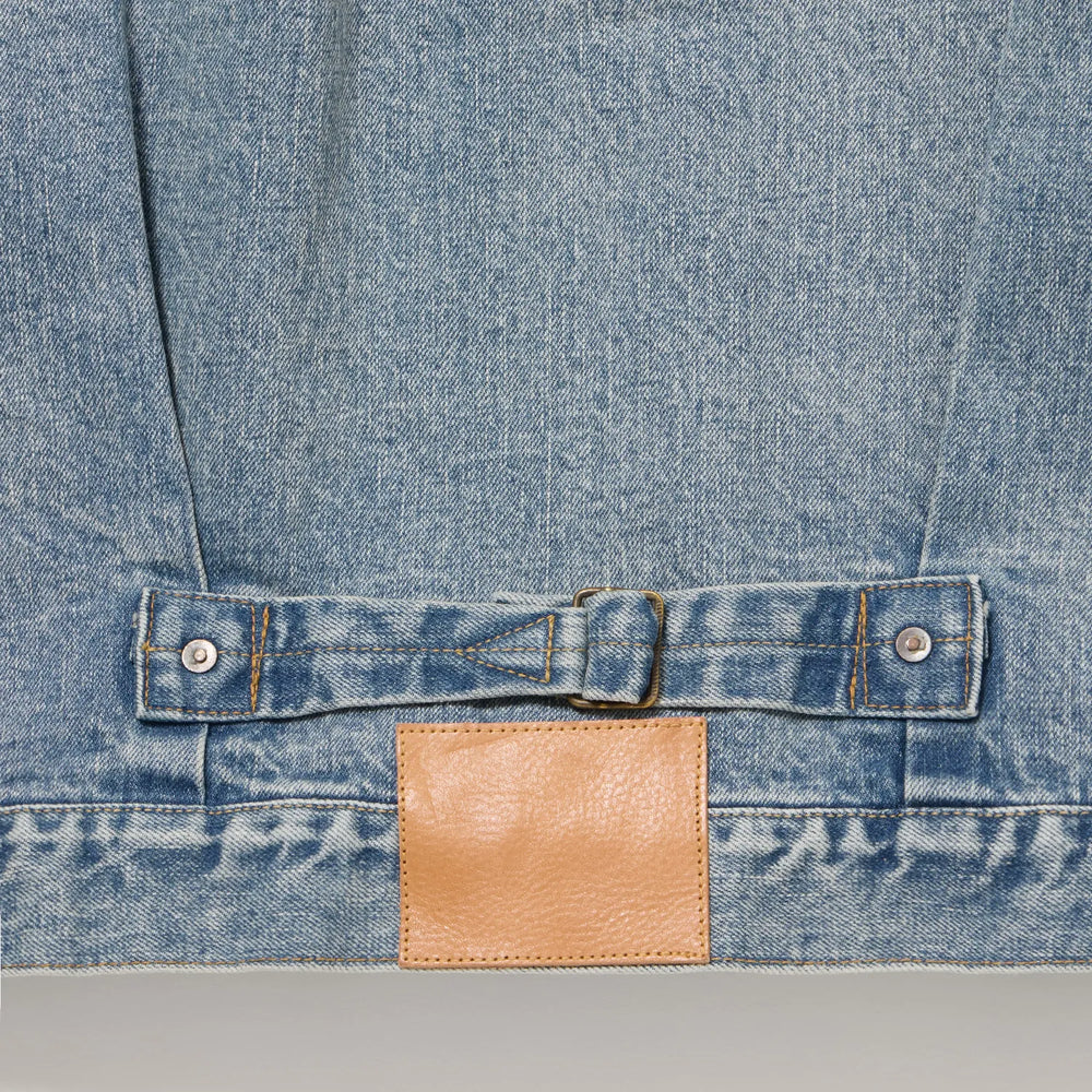 Auberge Bio Denim Jacket Bleach Hem Detail Vintage Denim Design