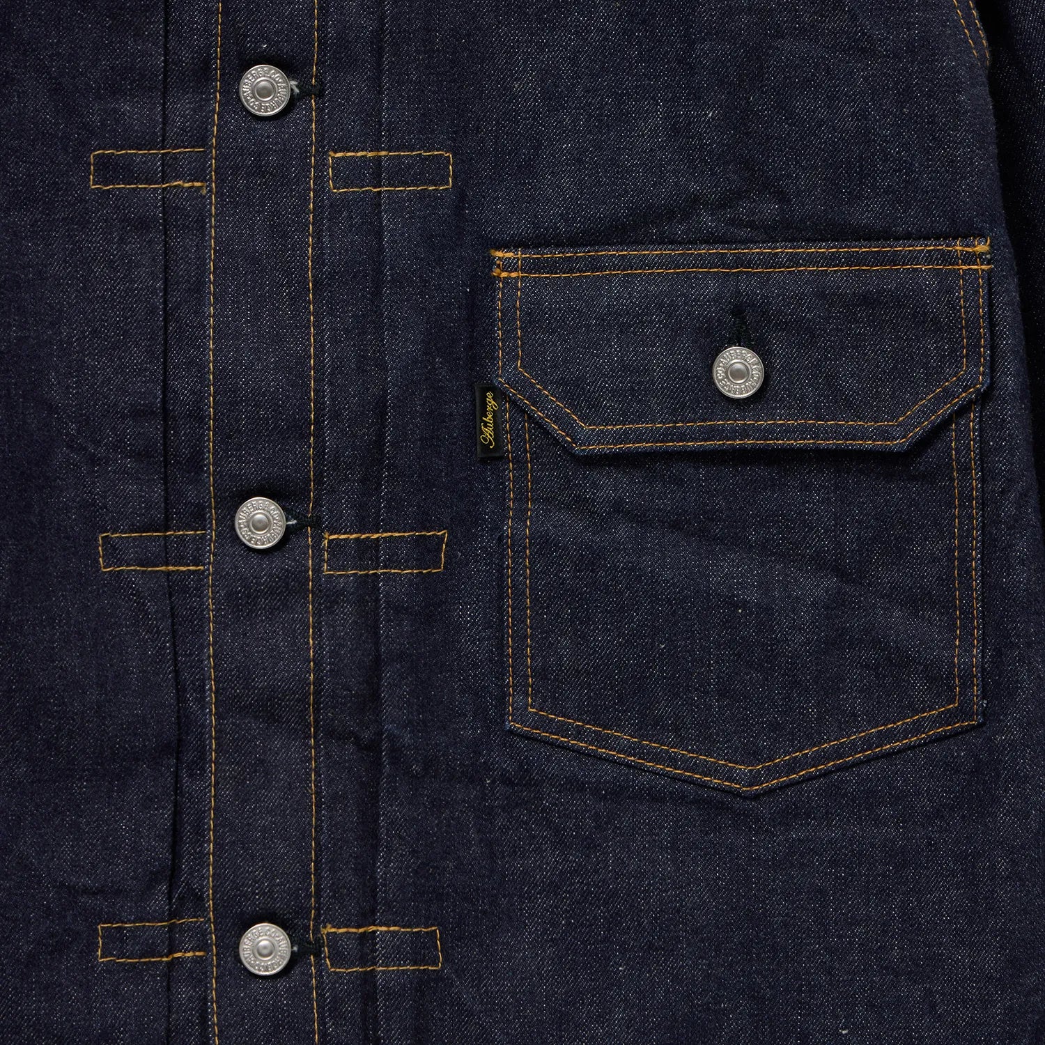 Auberge Bio Denim Jacket Indigo One Wash Chest Pocket Detail Selvedge Denim