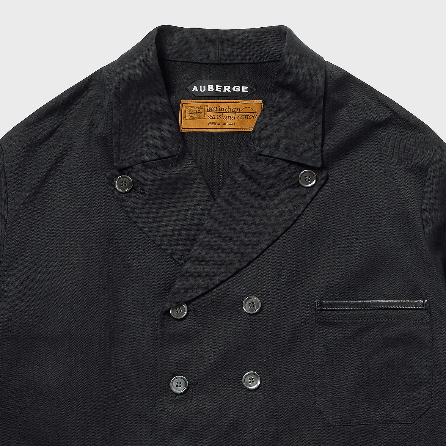 Auberge Clement Jacket Navy Charcoal Collar Detail