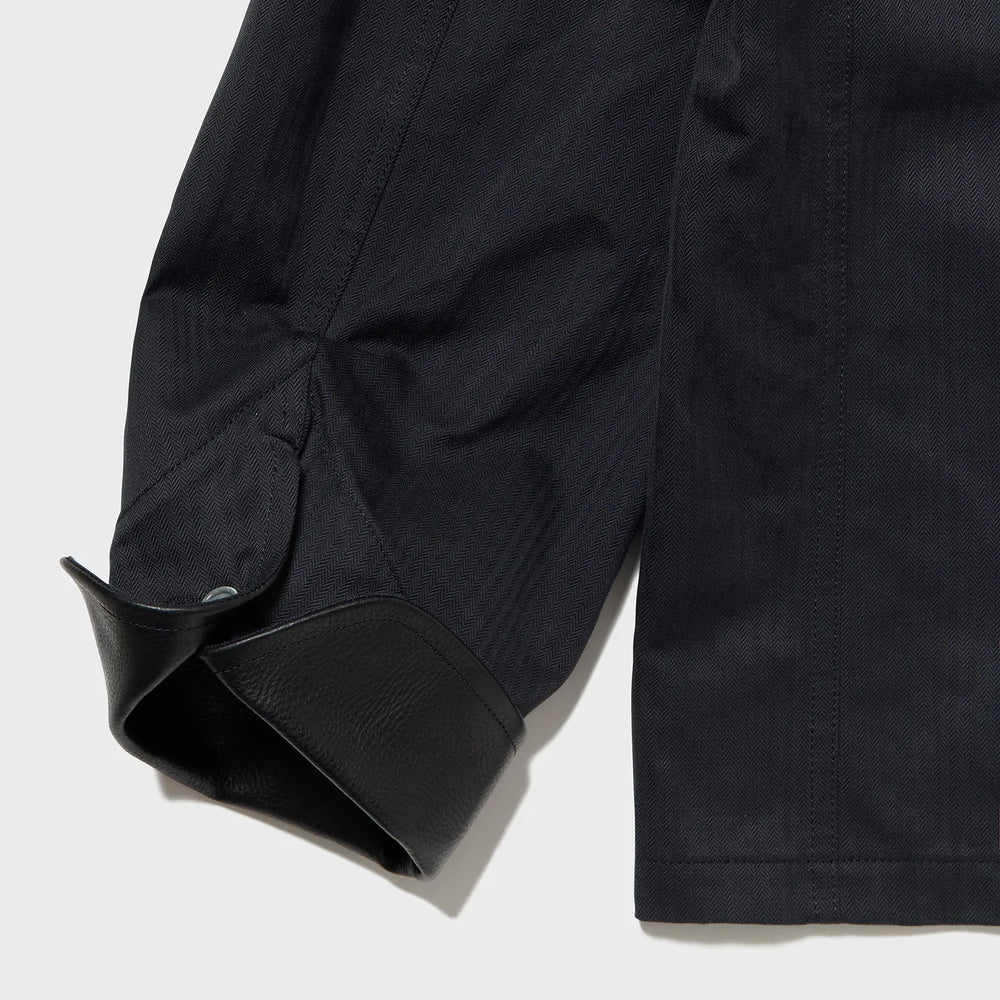 Auberge Clement Jacket Navy Charcoal Sleeve Cuff Detail