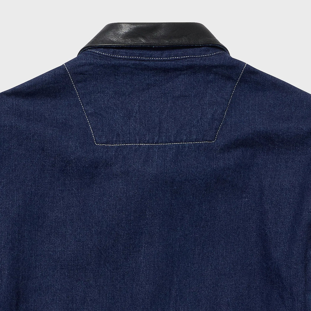 Auberge David Coverall Indigo Collar Detail