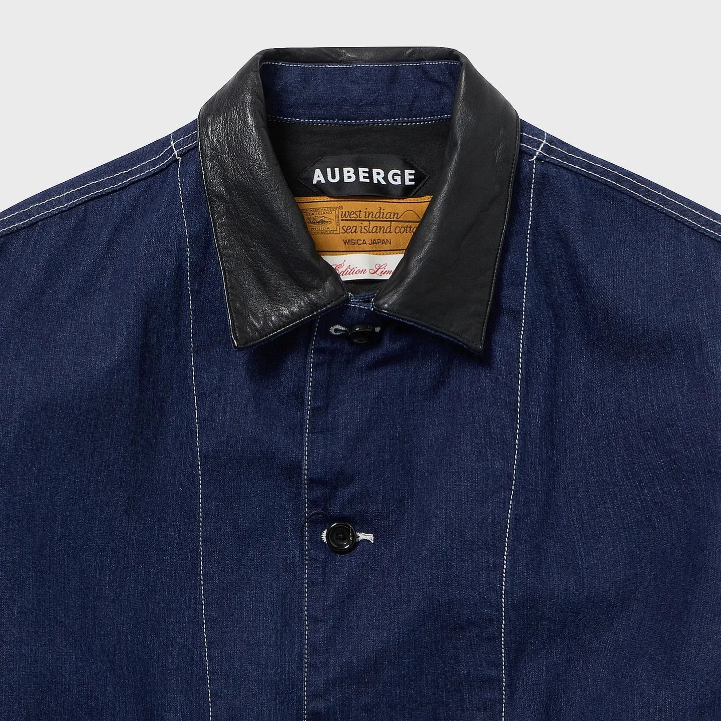 Auberge David Coverall Indigo Collar Detail