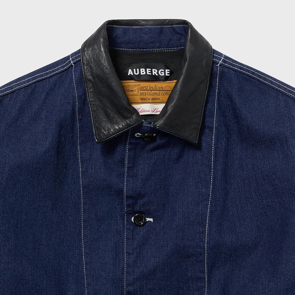Auberge David Coverall Indigo Collar Detail