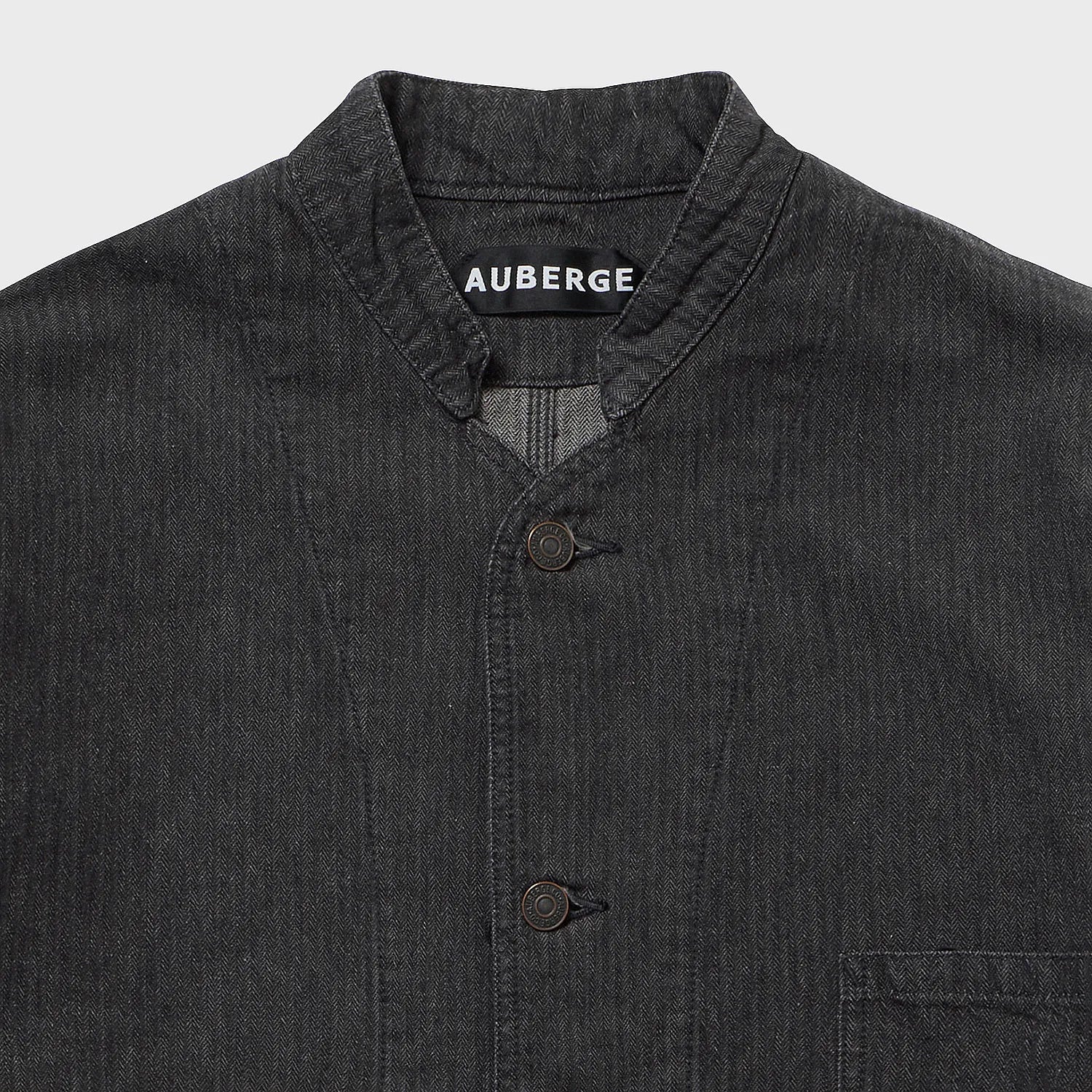 auberge dieter charcoal dark brown collar detail
