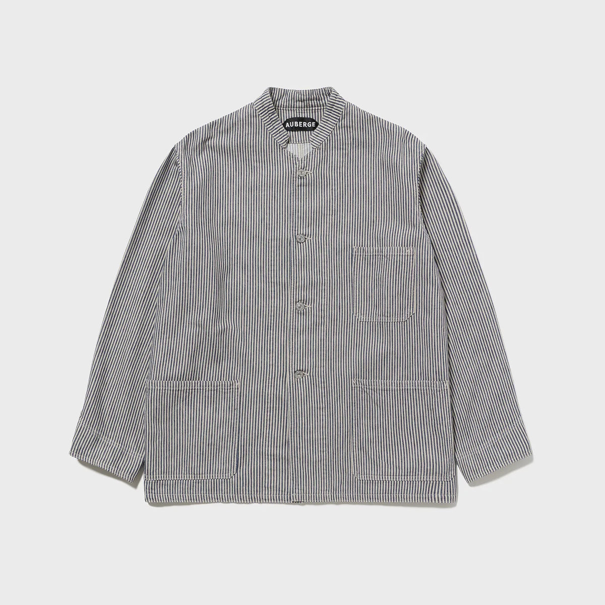 beige navy striped auberge dieter coverall front full view