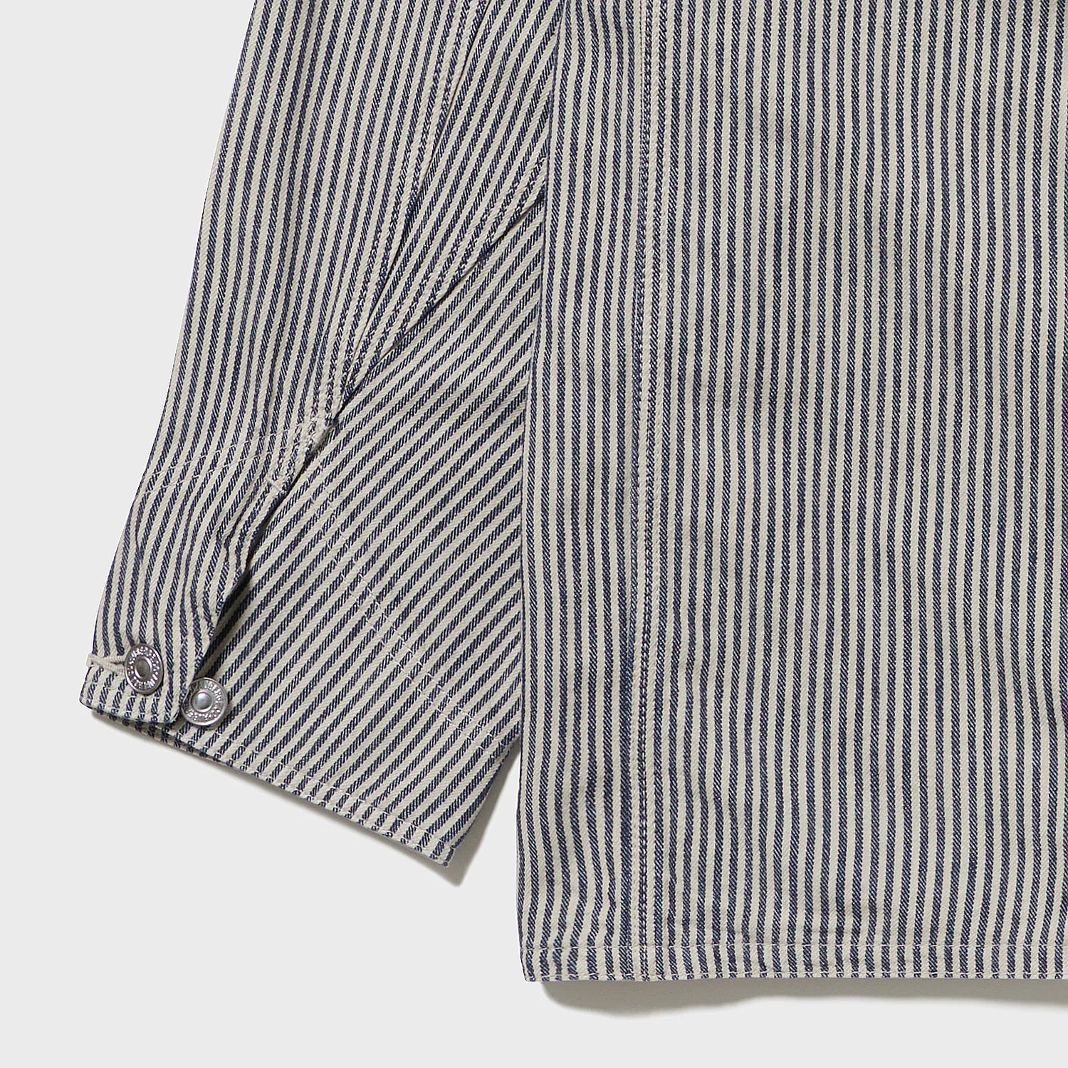 auberge dieter coverall beige navy side seam detail