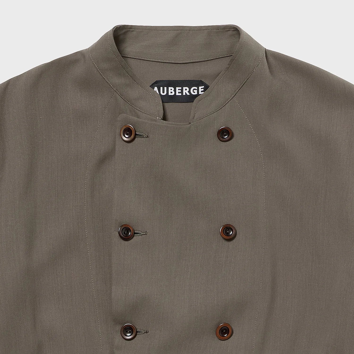 auberge gred jacket greige double breasted front detail