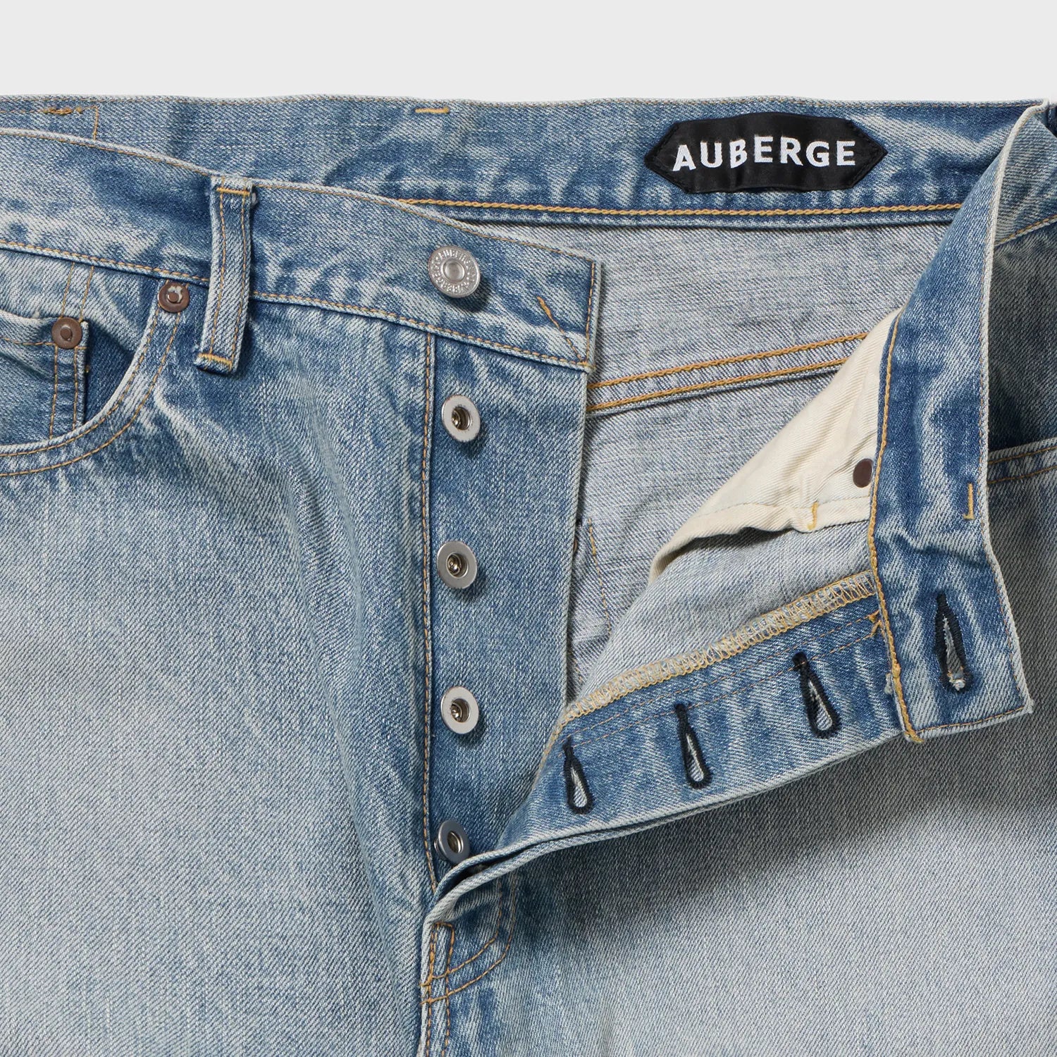 Auberge Marlon Denim Bleach Button Fly Detail Japanese Denim Je