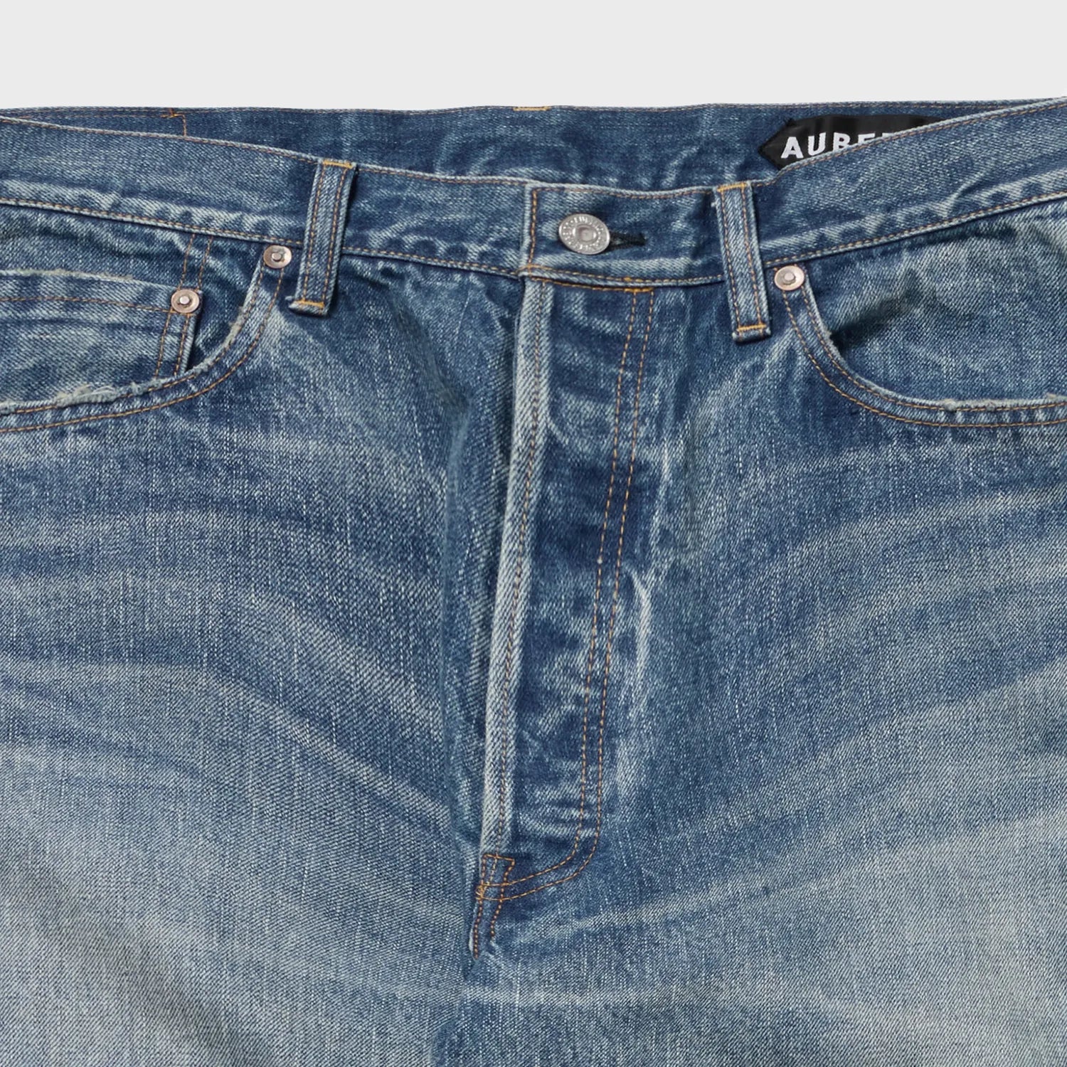 Auberge Marlon Denim Used Waistband Detail Faded Indigo Denim