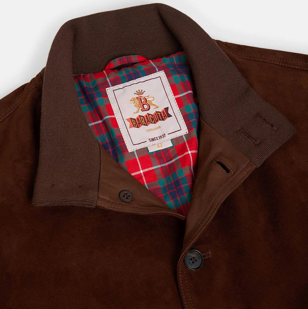 Baracuta Suede Blouson Chocolate Suede Texture Detail
