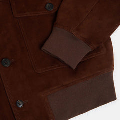 Baracuta Suede Blouson Chocolate Two-Way Zip Detail