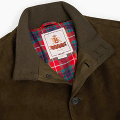 Baracuta Suede Blouson Dark Olive Collar Detail