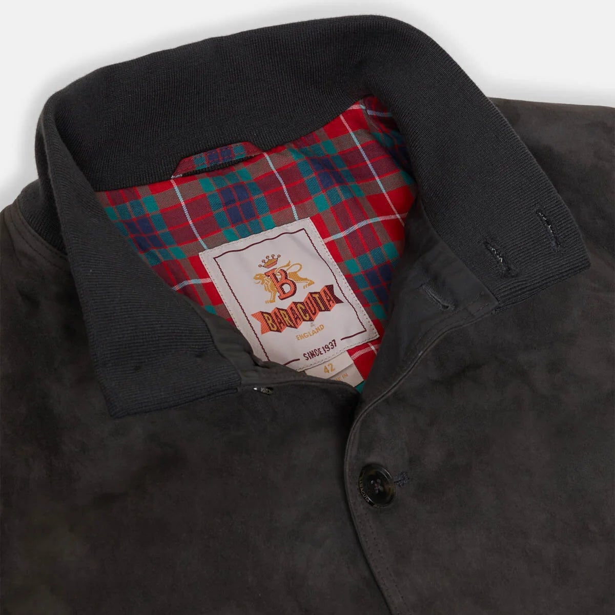 Baracuta Suede Blouson December Sky Collar Detail