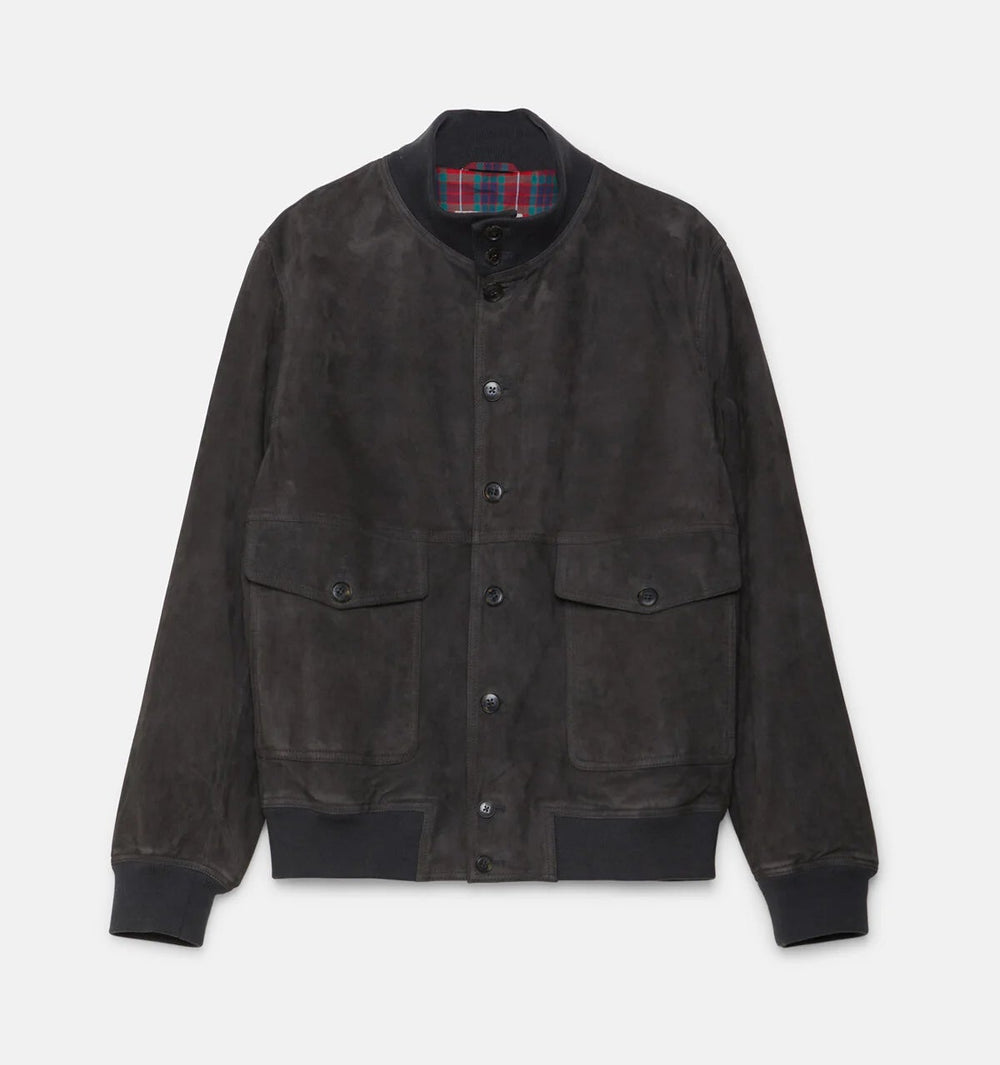 Baracuta Suede Blouson December Sky Front View