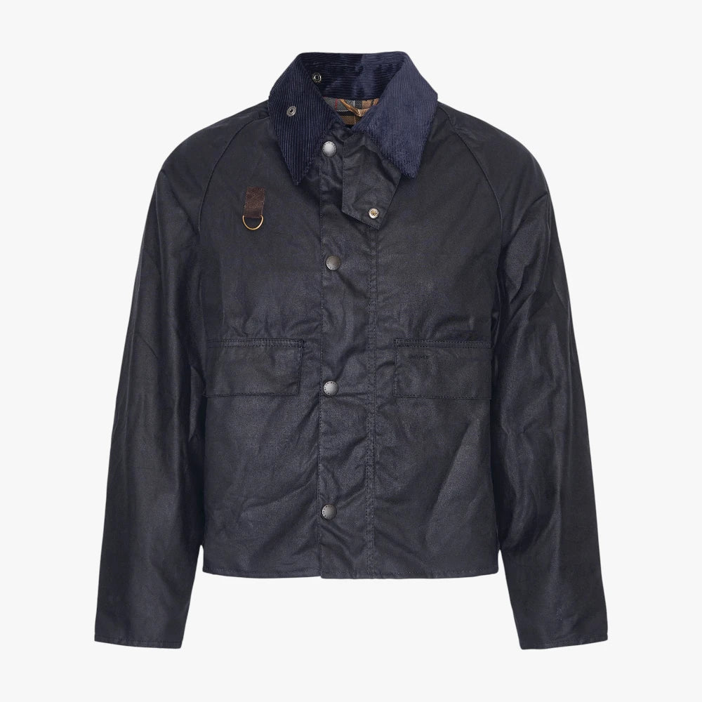 barbour bedale spey wax jacket navy front full view