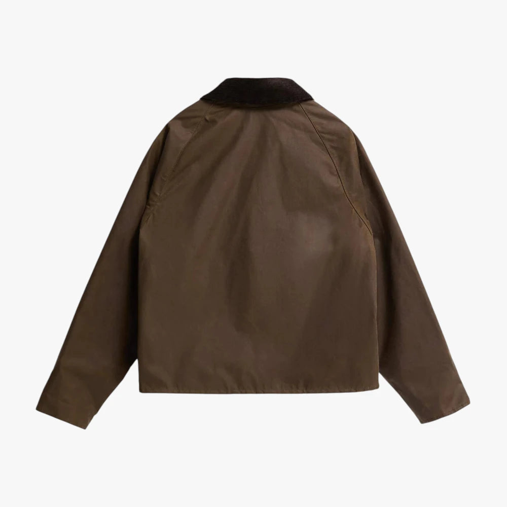 barbour spey wax jacket beech back silhouette detail