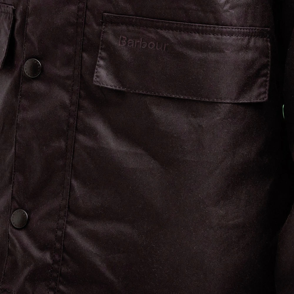 barbour spey wax jacket bordeaux brass zipper detail