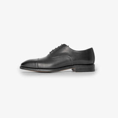 Berwick 5196 Oxford Cap Toe in black Chateaubriand leather, side profile.