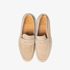 Berwick 5371 Flex Walk Loafer in Nude Spring leather, top view of pair.
