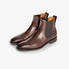 Berwick 376 Chelsea boots in Nomera dark brown leather, angled view.