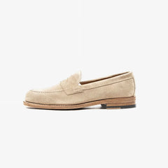 Berwick 5138 Penny Loafer in gaucho suede, side profile showing refined silhouette.