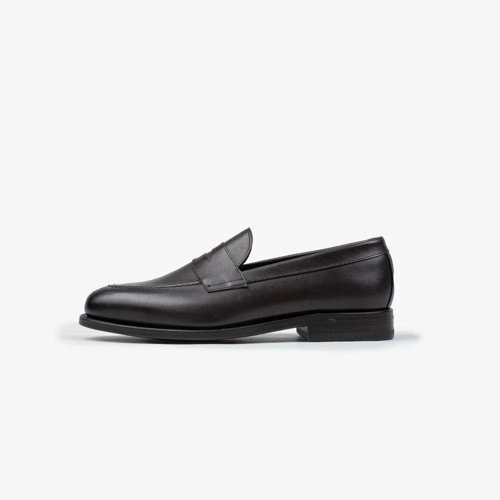 Berwick 5138 Penny Loafer in Nomera dark brown leather, side profile showing classic silhouette.