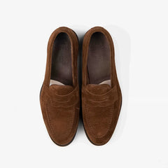 Berwick 5138 Penny Loafer in snuff suede, top view of pair.