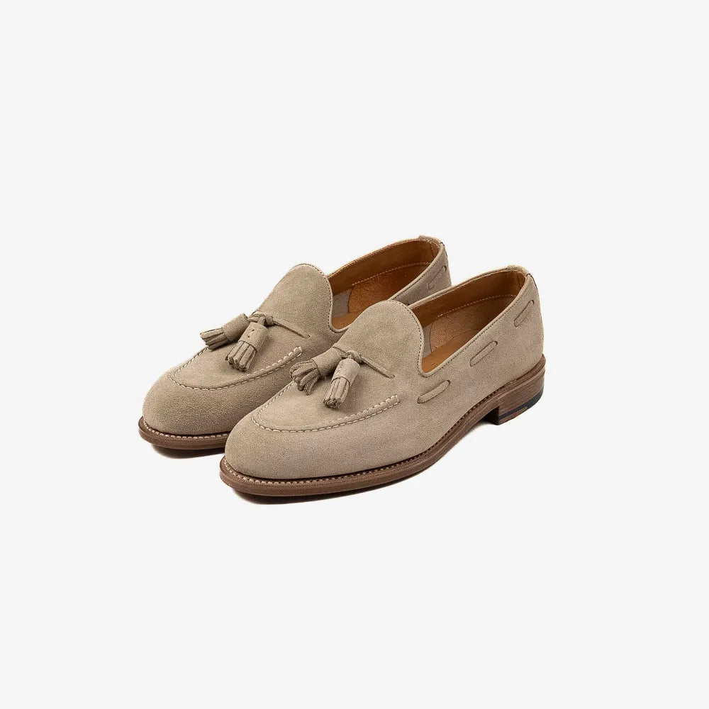 Berwick 5139 Tassel Loafer in gaucho suede, angled front view showing tassel detail.
