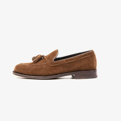 Berwick 5139 Tassel Loafer in snuff suede, side profile showing sleek silhouette.
