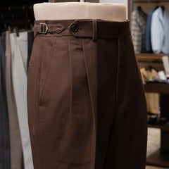Waistband and waist detail of the Calsa Nagasaki Trousers Cotton Dark Brown