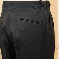 Calsa Nagasaki Trousers Cotton Herringbone Black back view