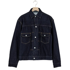 Ciota Double Pocket Denim Jacket Dark Navy One Wash Front View