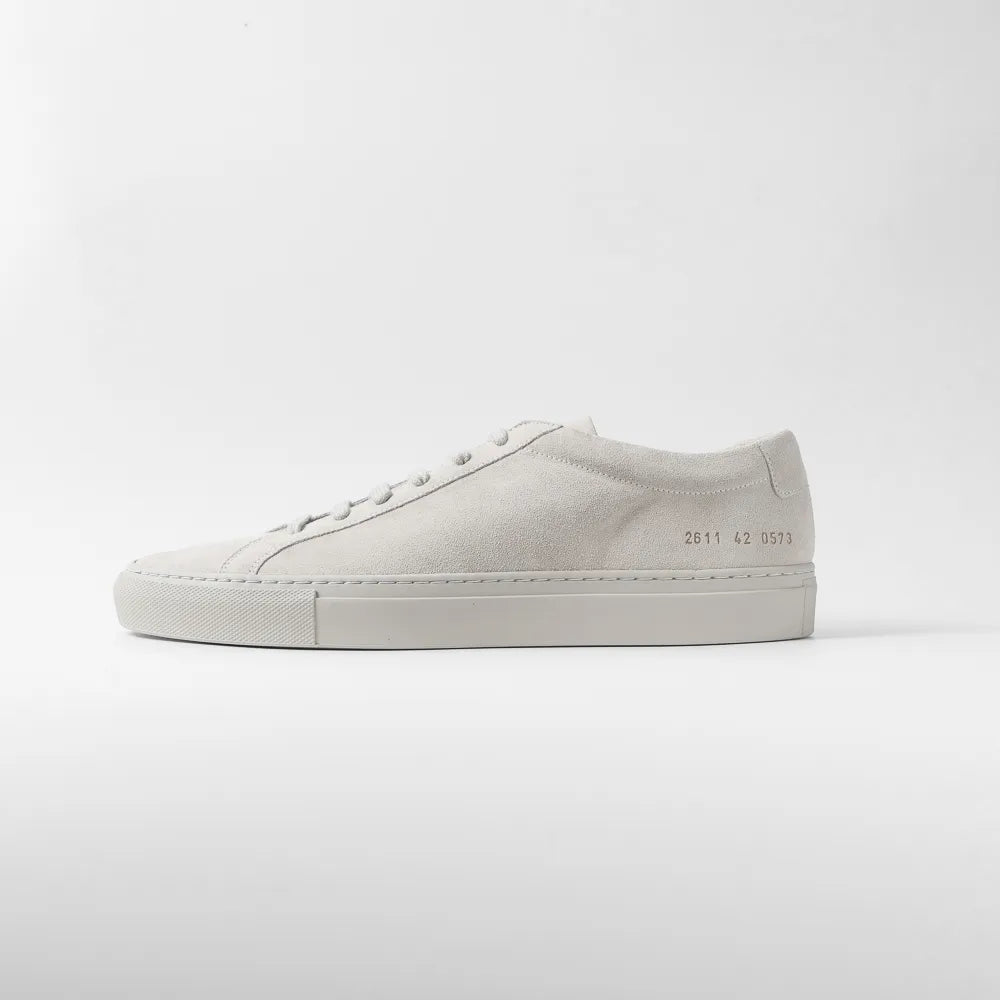Common Projects Achilles Premium In Suede 2611 Light Gray 0573 Side View