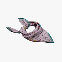 Drake’s Acrobat Print Wool-Silk Bandana Lilac Border Detail