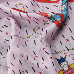 Drake’s Acrobat Print Wool-Silk Bandana Lilac Fabric Texture Detail