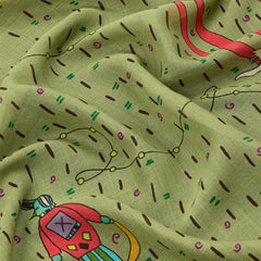 Drake’s Acrobat Print Wool-Silk Bandana Olive Fabric Texture Detail