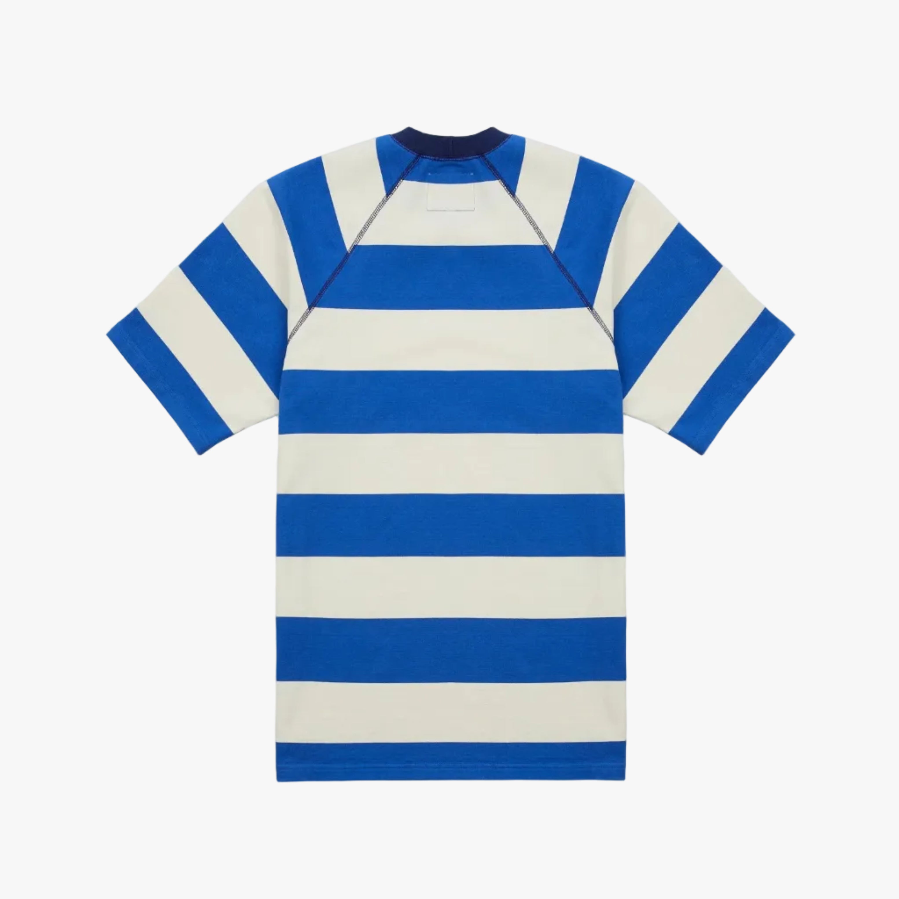 Drake’s Blue and White Stripe Raglan Sleeve Hiking T-Shirt Back View