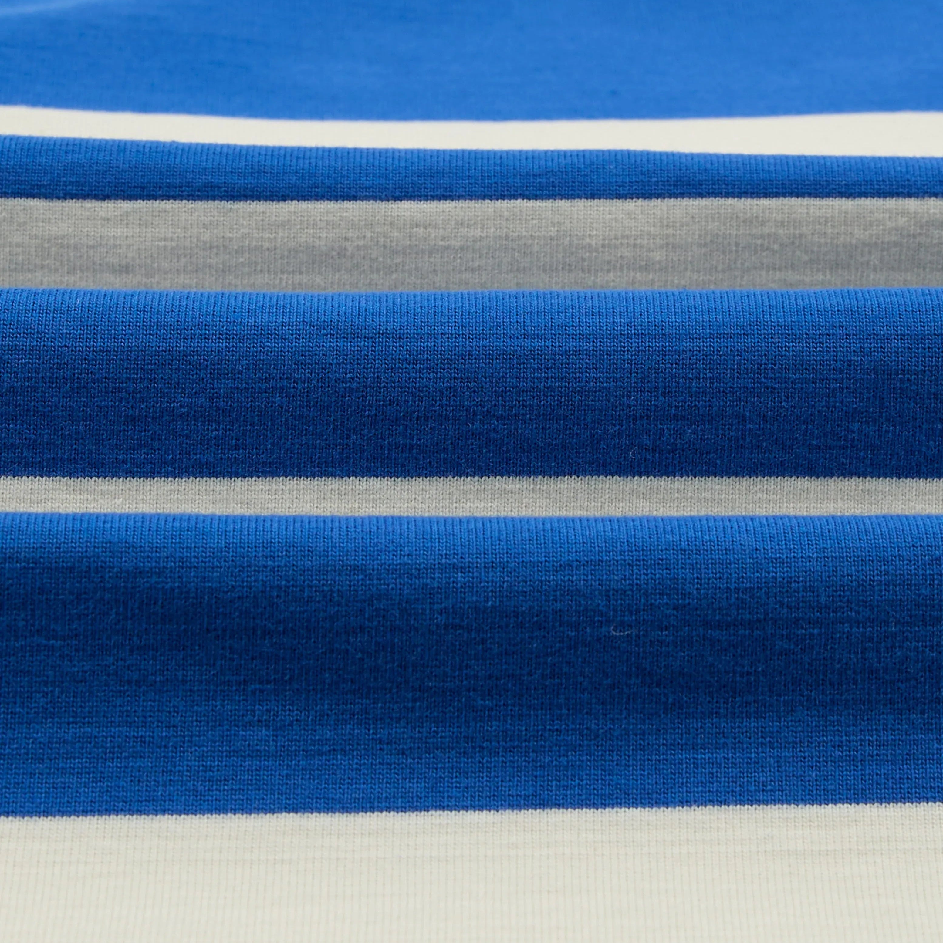 Drake’s Blue and White Stripe Raglan Sleeve Hiking T-Shirt Fabric Texture Detail