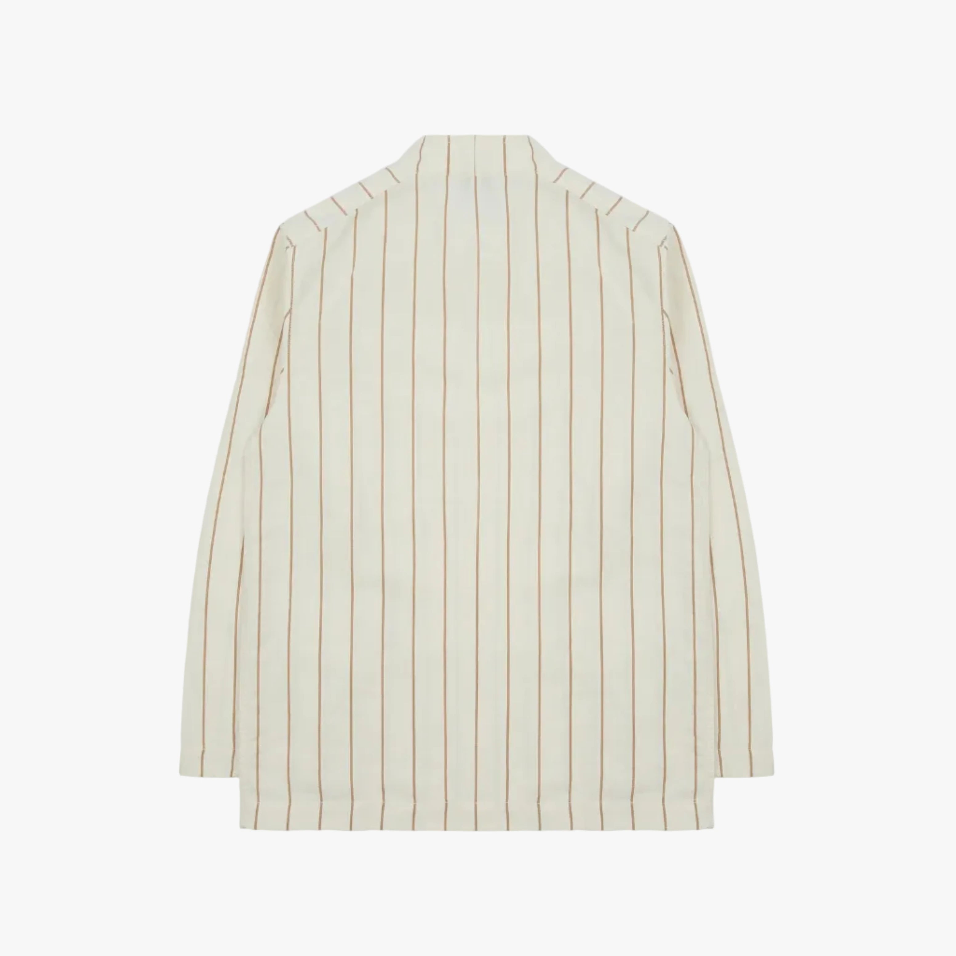 Drake’s Ecru Stripe Canapa Forestière Jacket Back View