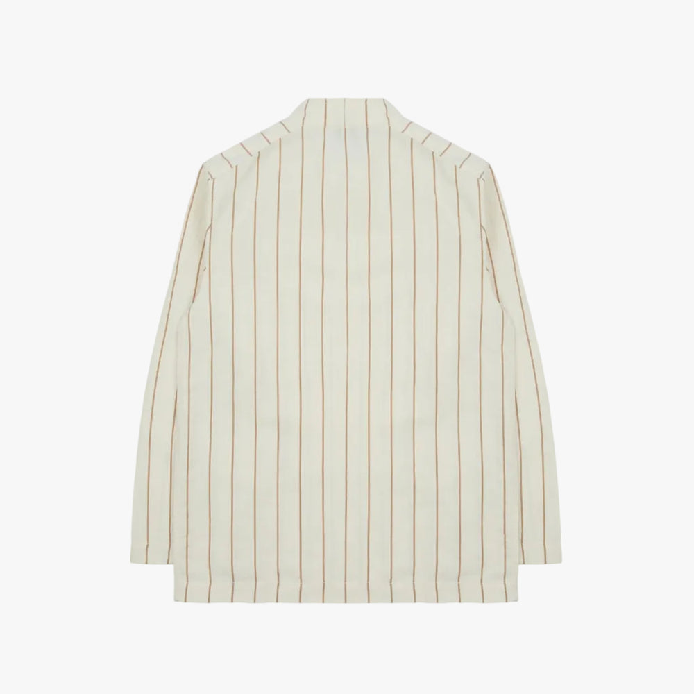 Drake’s Ecru Stripe Canapa Forestière Jacket Back View