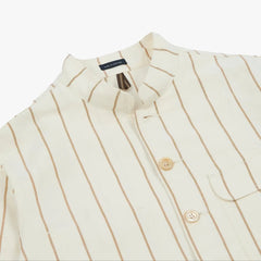 Drake’s Ecru Stripe Canapa Forestière Jacket Collar Detail