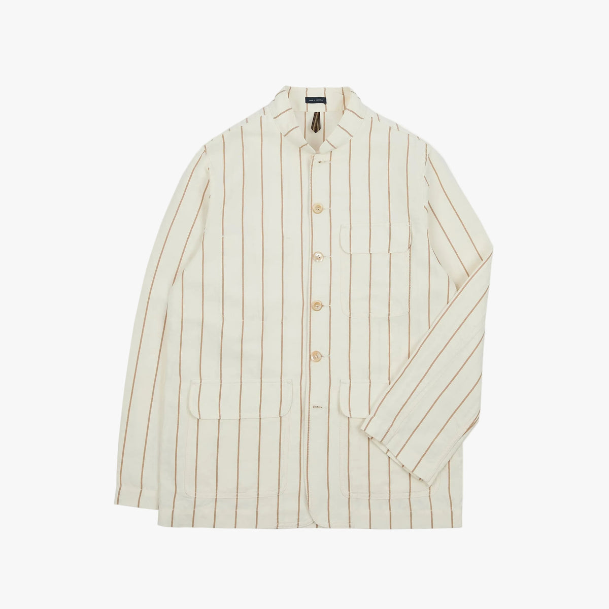 Drake’s Ecru Stripe Canapa Forestière Jacket Front View