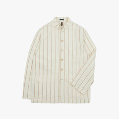Drake’s Ecru Stripe Canapa Forestière Jacket Front View