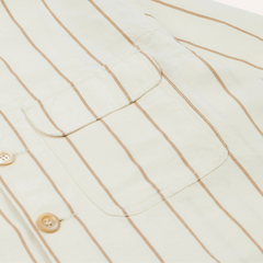 Drake’s Ecru Stripe Canapa Forestière Jacket Patch Pocket Detail