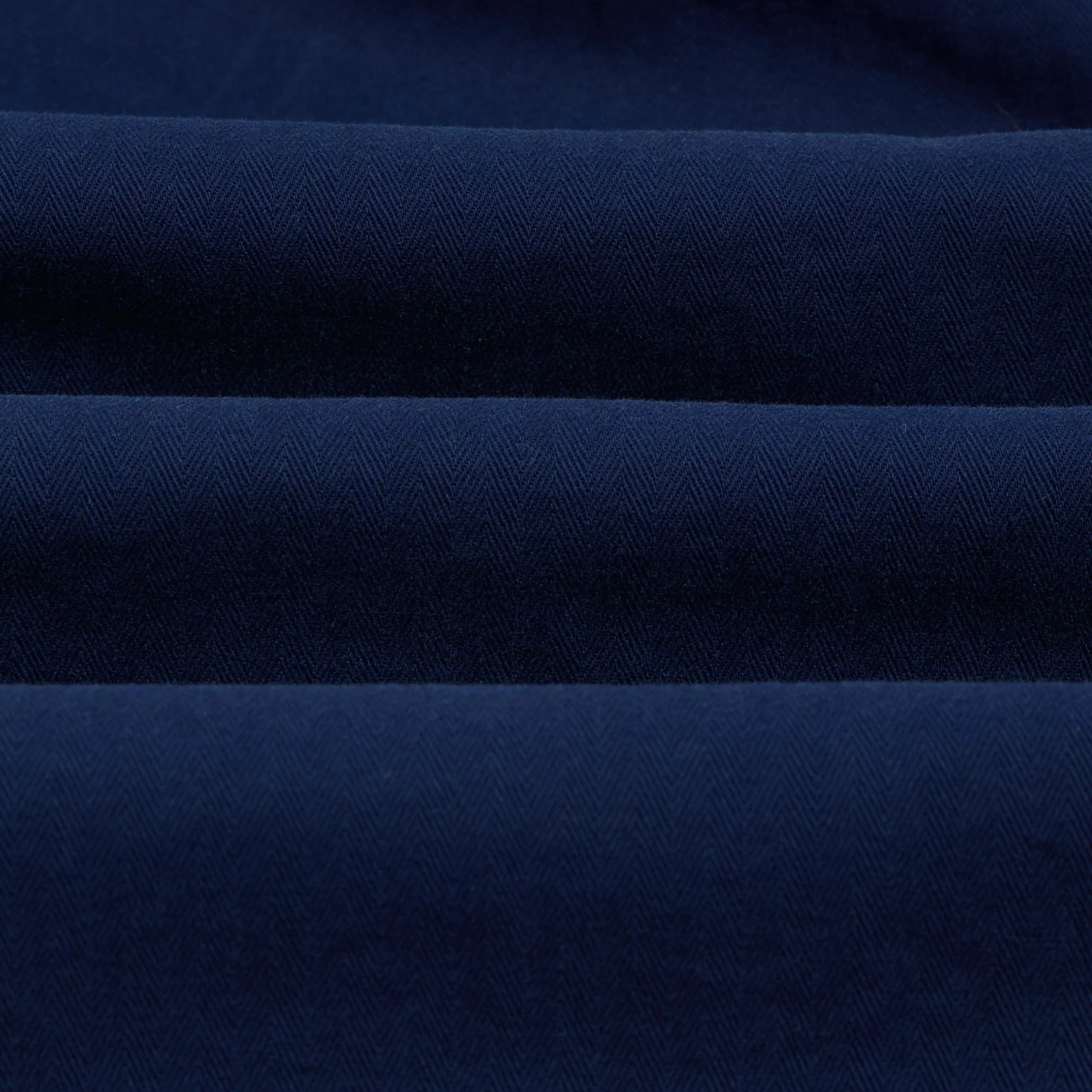 Drake’s French Blue Herringbone Cotton Artist Chore Jacket Herringbone Fabric Detail