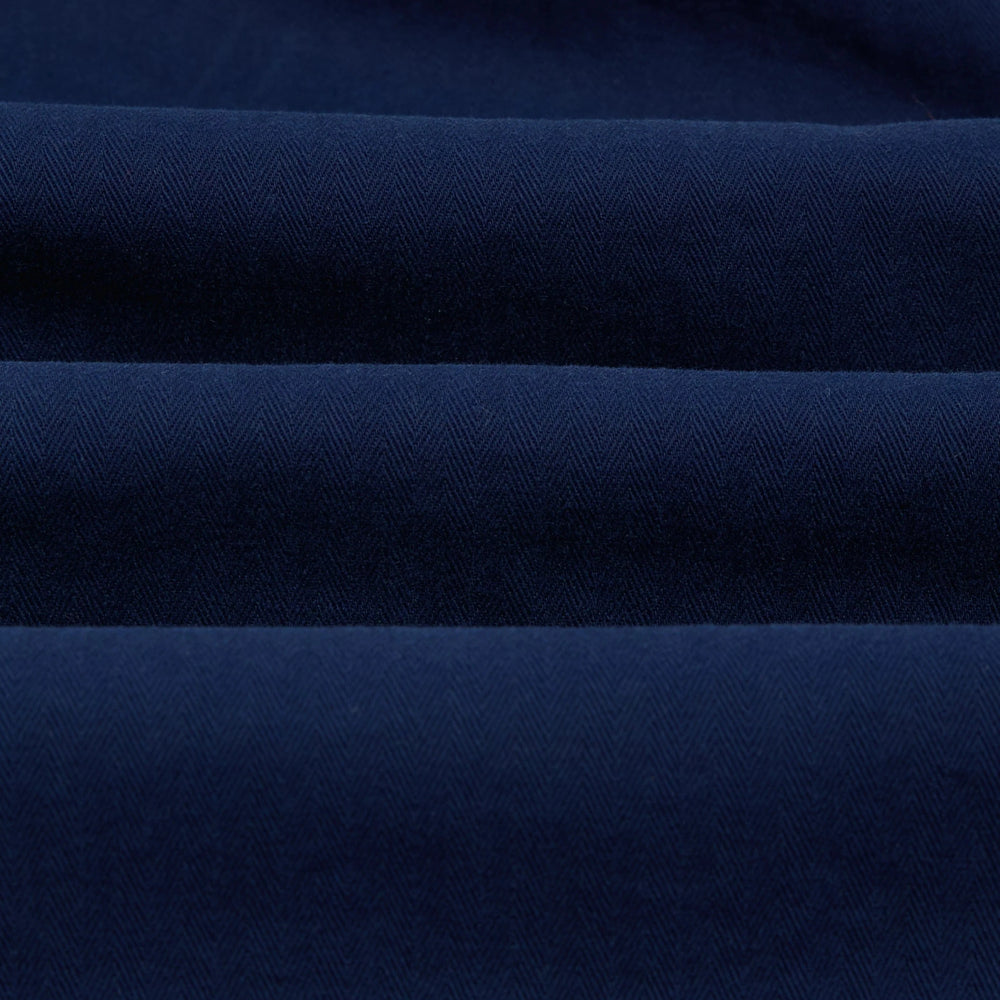 Drake’s French Blue Herringbone Cotton Artist Chore Jacket Herringbone Fabric Detail