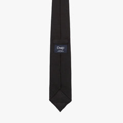 Drake’s Hand Rolled Large Knot Grenadine Tie Black Brand Label Detail