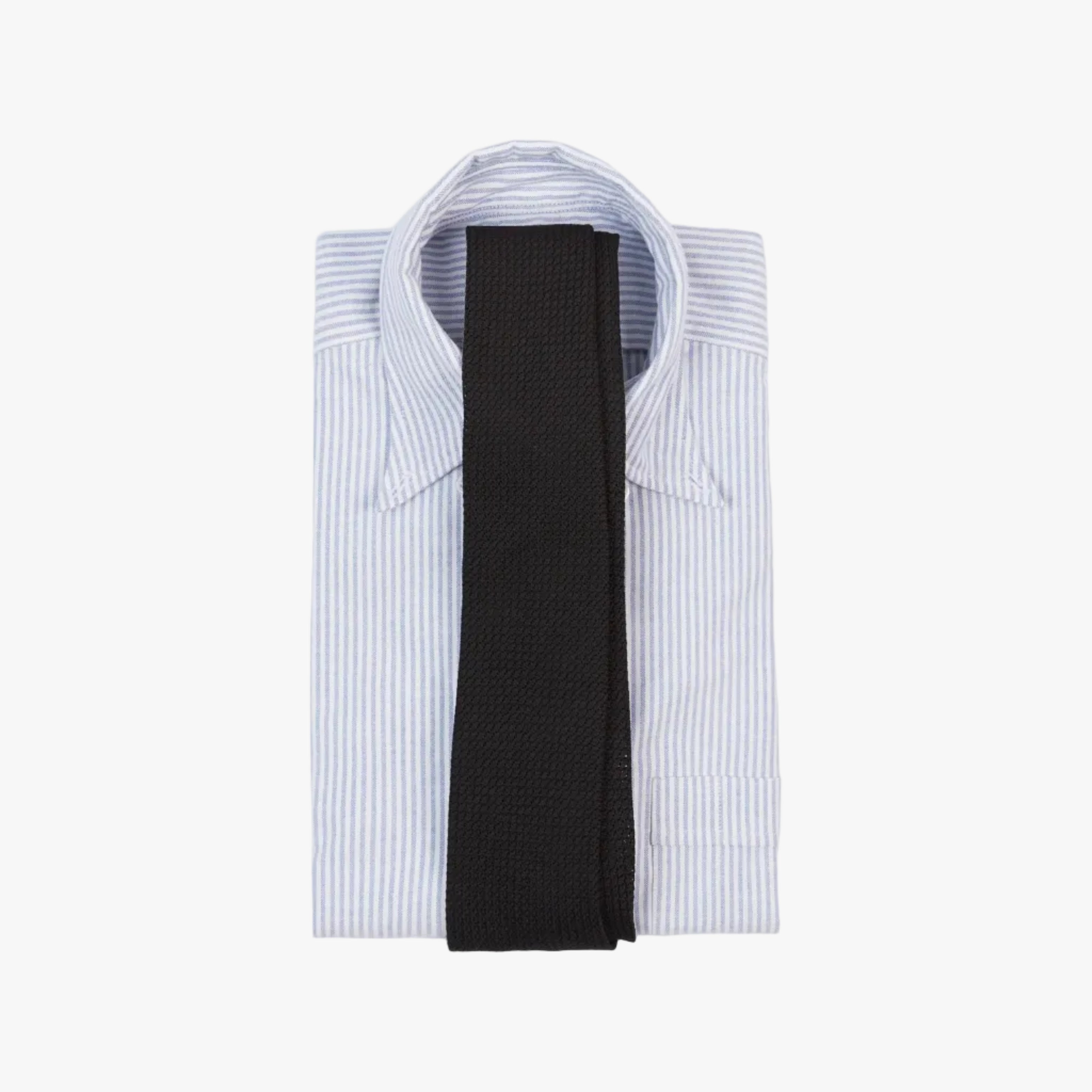 Drake’s Hand Rolled Large Knot Grenadine Tie Black Knot Detail