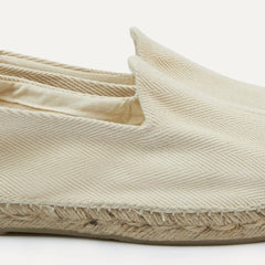Drake’s Herringbone Cotton Espadrilles Ecru Herringbone Fabric Detail