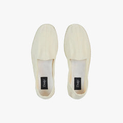 Drake’s Herringbone Cotton Espadrilles Ecru Top View
